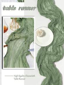 Sage Green Cheesecloth Table Runner 120 Inch Boho Gauze Table Runners, Rustic Sheer Cheese Cloth Table Runners For Wedding, Baby Shower, Birthday Party, Home Decor - Multicolor - View 6