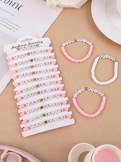 12Pcs Boho Wedding TeamBride Bracelets Bridal Shower Bachelorette Party Decoration Favors Bridesmaid Gifts Wedding Supplies