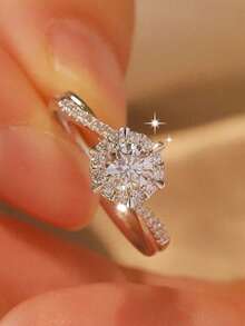 1 件可调节订婚/结婚戒指，情人节礼物 - 銀色 - 查看 1