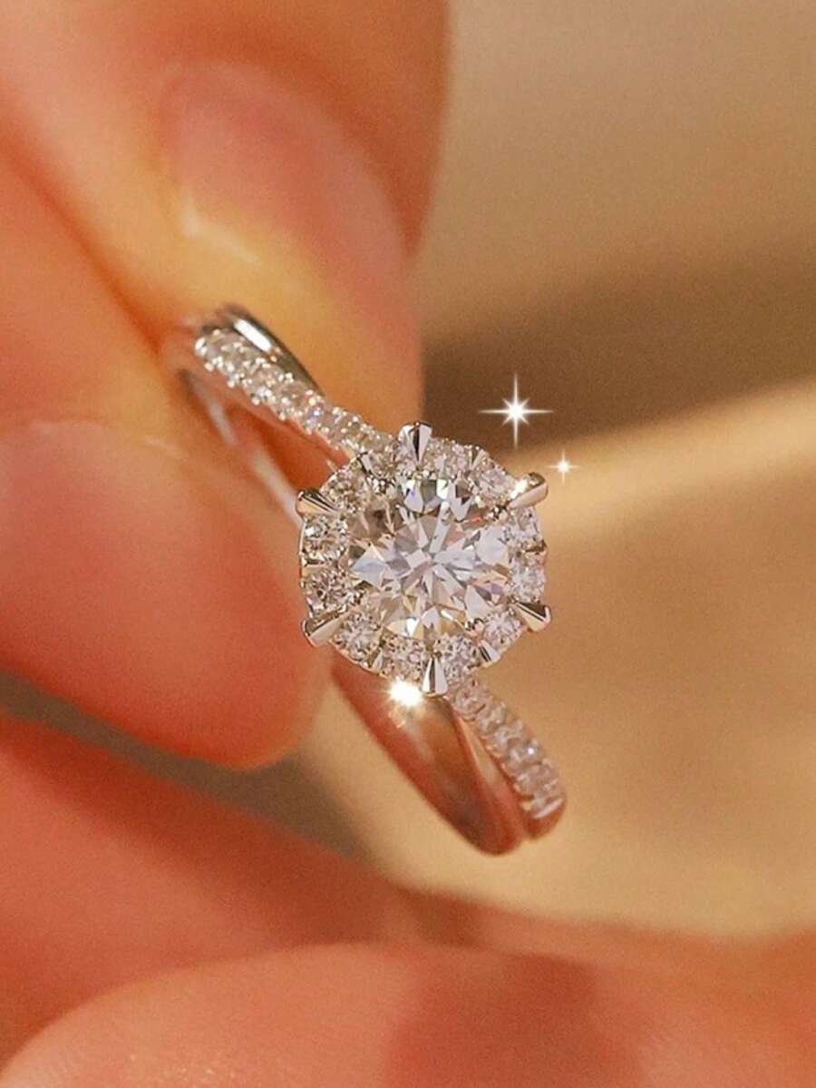 1 件可调节订婚/结婚戒指，情人节礼物 - 銀色 - 查看 1