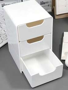 3-Tier Desktop Storage Box With Drawers - Ideal For Storing Office Supplies, Jewelry And Cosmetics - Portable Compartment Storage Box - Multicolor - View 3