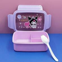 (Authorized) Sanrio 1/Set Coolomi And Melody Lunch Box Set, Katy Cat Cinnamon Roll With Straw Cup And Cute Character Storage Box -3-Box Bento Box, PP Material Cup, Suitable For Collecting Gifts At Parties (Pink, Blue, Purple), Suitable For Travel Accessories, Birthdays, Valentine's Day, Weddings, New Year Gifts - Multicolor - View 5
