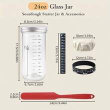 Sourdough Starter Kit, 24 Oz Large Capacity Sourdough Fermentation Jar With Aluminum Lid, Date Labeled Feeding Strip, Silicone Scraper, Cloth Lid And Thermometer Strip, Sourdough Container For Bread Making, Brewing Tools, Fermentation Tools, Reusable Sourdough Bread Baking Tools - - - View 12