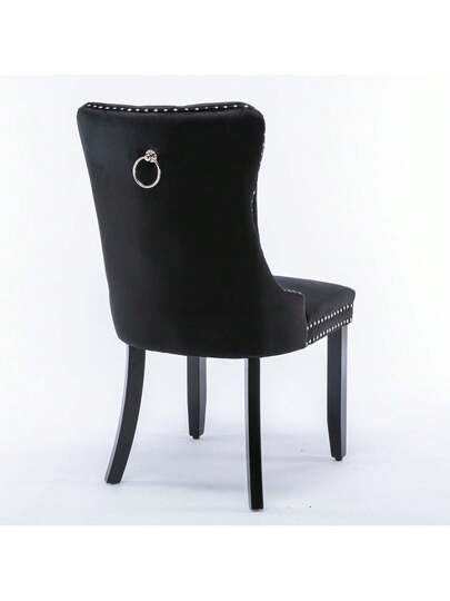 Moderne Dining Chairs, Premium Plush Solid Wood, Contemporary Fluwelen Upholstered Chairs Studded Head Set Of 2, Beige, Black, Grijs Available. view 7