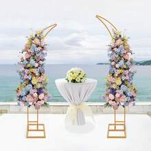 2-Pack Of Curved Flower Stands For Weddings, Height Adjustable, Available In White/Gold, Ideal As A Display Stand For Bridal Bouquets And As Decoration For The Reception Hall. The Stable Base Prevents Wobbling. Perfect For Weddings, Parties, Celebrations, And Meetings. - 金色 - 查看 1