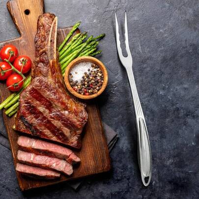 1Pack Heavy Duty Meat Forks, Stainless Steel Carving & Serving Forks For Roasts, Turkey, BBQ With Non-Slip Grip, Kitchen And Grill Cooking Essential