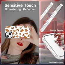 YFunda de telefono de Navidad compatible con iPhone 13 de TPU suave transparente + marco de camara negro funda protectora a prueba de golpes con patron de jengibre para hombre diseño de - Para iPhone 13 - Ver 5