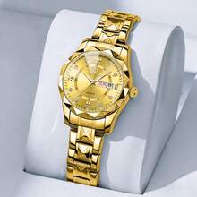 NARY 女士石英表 - 休闲优雅设计，带日期和星期显示，防水不锈钢表带。适合日常佩戴和聚会场合。 - 均碼 - 查看 7