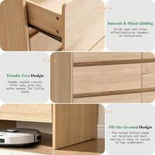 6 Drawer Dresser For Living Space, 49'' Long Modern Chest Of Storage Drawers With Rounded Corners, Wood Cabinet Organizer For Apartment, Nursery, Entryway, Easy Assembly - Tự nhiên - Xem 5