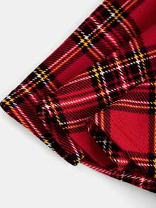 少女卡通印花短袖上衣和格子印花裙 - 白色 - 查看 7