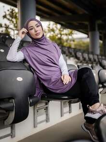 1pc Long Lightweight Pullover Hijab, Breathable Quick-Dry Muslim Headscarf, Suitable For Spring/Summer - Multicolor - View 4