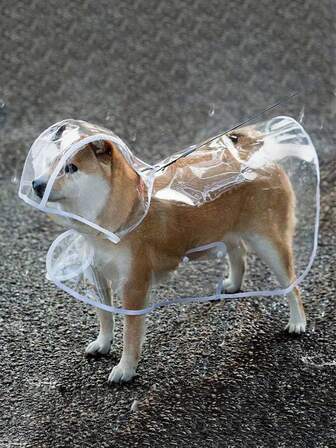 Transparent vattentät regnjacka för hund - Helkropps EVA-material med huva (Rekommenderar att köpa en storlek större; Vänligen mät ditt husdjurs storlek före köp för att säkerställa bekväm passform)