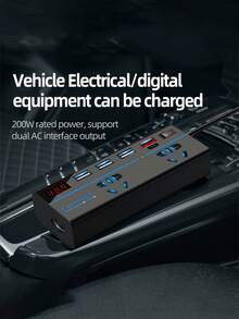 Cargador de coche multifunción de 200W, cargador de coche rápido G8/G9 USB-A Tipo-C de 7 puertos con interruptores independientes y pantalla LED - Multicolor - Ver 3