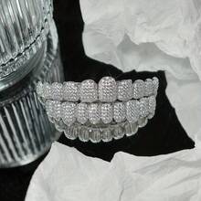 2件/套闪亮万圣节嘻哈歌手锆石牙套，20颗上下牙朋克牙套，适合男士、女士和青少年。韩流风格饰品，节日时尚配饰，嘻哈配饰，哥特式牙冠，极简主义牙套，高光泽表面，耐用口腔饰品，可拆卸牙套，韩流粉丝，角色扮演爱好者。 - 彩色 - 查看 5