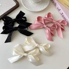 3PC Chic Bow Hair Clip, Beige, Pink, And Black - Cute Fabric Accessories For Women And Girls, Perfect For Casual Wear Or Vacation, Cute Hair Clip - A - 查看 4