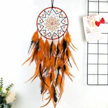 1PC Vintage Dream Catcher Feather Hanging Ornament Room Decoration Suitable As A Birthday Gift For Girlfriend Or Best Friend - 58-2205 Đen và Cam - Xem 2