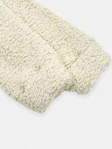 Pocket Pullover Sweatshirt, Casual Long Sleeve Teddy Sherpa Pullover For Women, Autumn/Winter, Half-Zip Fleece Sweatshirt, New Fall Fashion 2025 - White - View 6