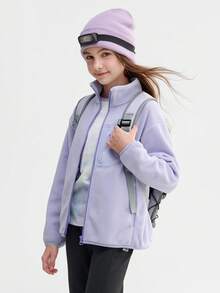 Balabala Tween Girl Spring Jacket For Boys Girls, Lightweight Anti-Static Family-Match Outerwear, Soft Casual Daily Coat - Purple - View 2