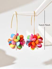 1 对优雅花卉吊坠耳环，适合女士佩戴，用途广泛，适合度假佩戴 - 多色 - 查看 11