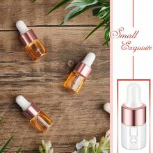 50pcs 2ml Mini Glass Dropper Bottles, Large Capacity, Rose Golden Transparent Essential Oil Vials, Small Tincture Sample Containers, Perfume Liquid Bottles With Lids For Travel, Hand Wash Only, Unscented, Round Shape - Multicolor - View 5