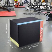 Caja de salto pliométrica 3 en 1, caja de algodón de 30/24/20 pulgadas, plataforma y caja de agilidad de salto, caja antideslizante para ejercicios de fitness para entrenamiento de gimnasio en casa, entrenamiento de fuerza acondicionado, negro - algodón - Ver 2