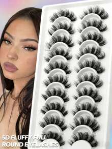 7 Pairs Manga Lashes Faux Mink Eyelashes, Natural & Thick False Eyelashes, Makeup Travel Essentials (TEN03)