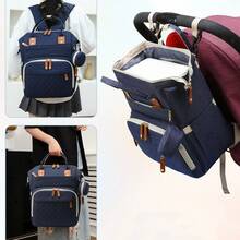 Baby Diaper Bag, Mom Dad Diaper Bag Backpack With USB Charging Port, Baby Shower Gift, Large Capacity Diaper Backpack, Blue, Suitable For Large Travel Backpacks Of Male Infants, Essential For Infants - Xanh đậm - Xem 8