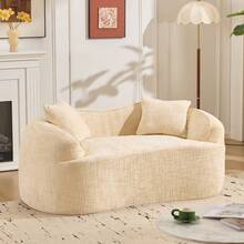 VelacasaBoneless Loveseat Sectional Sofa For Small Spaces – Modern Luxury Plush Chenille Curved Cloud Design, Extra Deep Seat, 2 Throw Pillows, No Assembly, Sectional Couches For Living Rooms, - Màu be + Mút + Lò xo + 2 chỗ ngồi + Tối giản - Xem 12