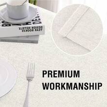 Round Linen Textured Table Cloth Thick Fabric Wrinkle Free Washable Dust-Proof Tablecloth For Dining Buffet Parties Picnic Events Weddings And Restaurants 177cm Round Ivory - Ivory - View 5