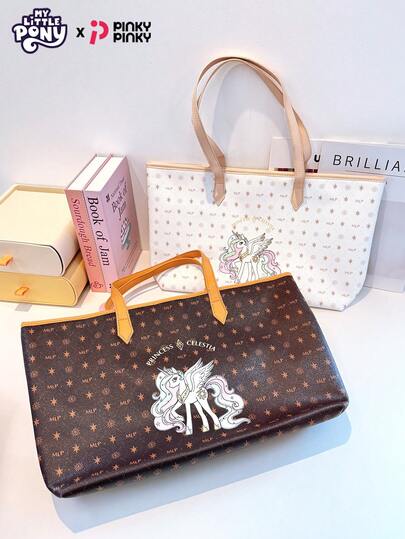 MY LITTLE PONY Bolso de mano vintage para niñas - Bolso de fin de semana con capacidad grande y diseño de unicornio, organizador con múltiples bolsillos para la escuela, actividades al aire libre, viajes, senderismo, estadio, deportes, escalada para mujeres jóvenes, estudiantes y damas
