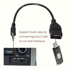 通用 USB-AUX 音频线：即插即用，高速 Cat 7 3.5mm 车载音频线，3.5mm OTG 转接线，适用于车内及其他场所的无缝音频连接，3.5mm AUX 转 USB 音频线，黑色车载 AUX 适配器，USB 耳机转换器，公头转母头，迷你 USB 接口，USB 供电，≤36V 工作电压 - 黑色 - 查看 9