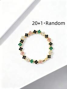 1条时尚四叶草彩色铜手链，男士朋克风合金手链，适合男士日常佩戴，夏季适用，送朋友的礼物 - 手鍊 - 查看 17