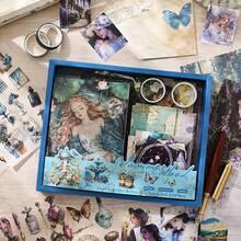 ScrapbooFKing Supplies Kit, Vintage People Aesthetic Scrapbook Kit, Junk Journal Supplies With Scrapbook Paper, Scrapbook Stickers, A6 Grid Notebook, Stationery, Journaling Supplies For DIY Art Craft,SummerMood - 夏日心情 - 查看 1