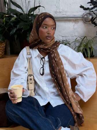 1 st. hijab i bohemisk stil med ombremönster för kvinnor, höst-/vintermode, lämplig för vardagsbruk