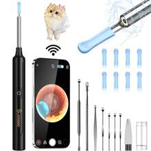 Ear Wax Remover, Ear Wax Cleaner With Camera, Ear Wax Removal Cone With Tweezers, Cleaning Kit, Ear/Nose/Throat Examination Tool With Household Light, Ear Wax Removal Tool With 8 Earplugs - Ear Canal Cleaner With 1296P Camera - màu đen - Xem 3