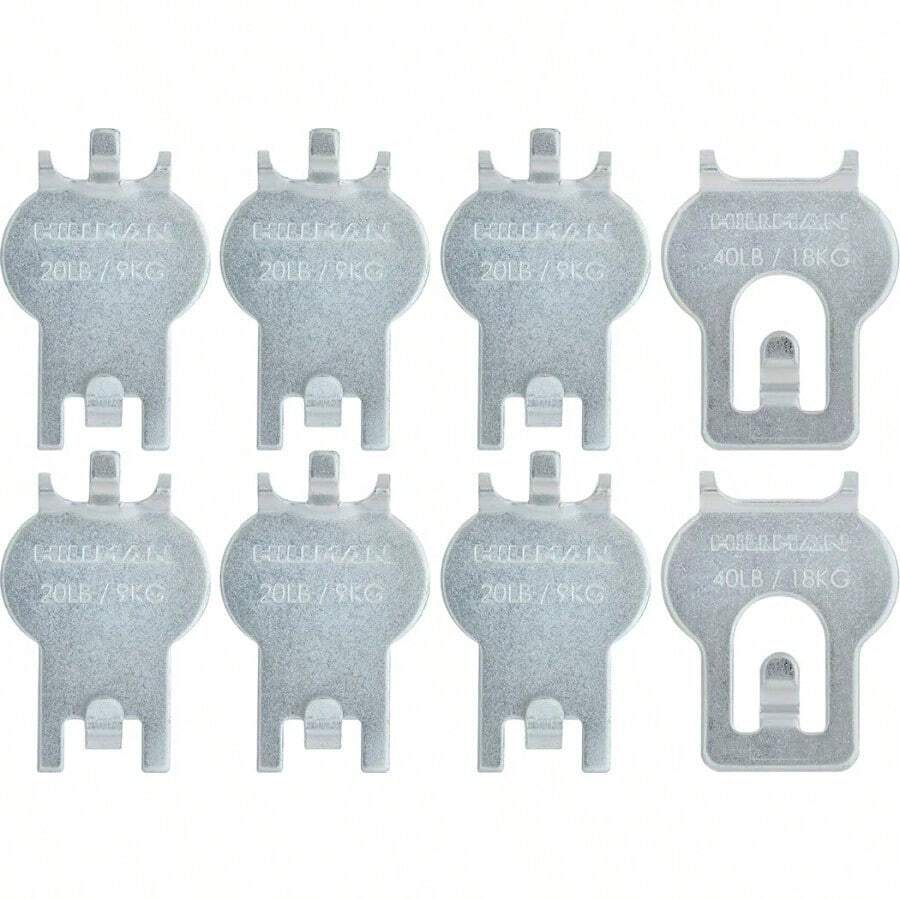 HIGH and MIGHTY 515314 - Juego de 8 colgadores de pared para colgar cuadros sin herramientas para obras de arte fotos y espejos soporta hasta 9 kg - 18 kg - Acero - Ver 1