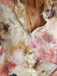 Áo sơ mi và áo kiểu thời trang nữ mùa xuân, hè và thu - Đỏ và trắng - Xem 3