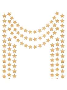 6/3件金色闪光星星花环装饰悬挂背景横幅，星星派对装饰，适用于生日、婴儿派对、婚礼、儿童房、斋月、开斋节、毕业典礼、新年、圣诞节（每条约4米） - 彩色 - 查看 3