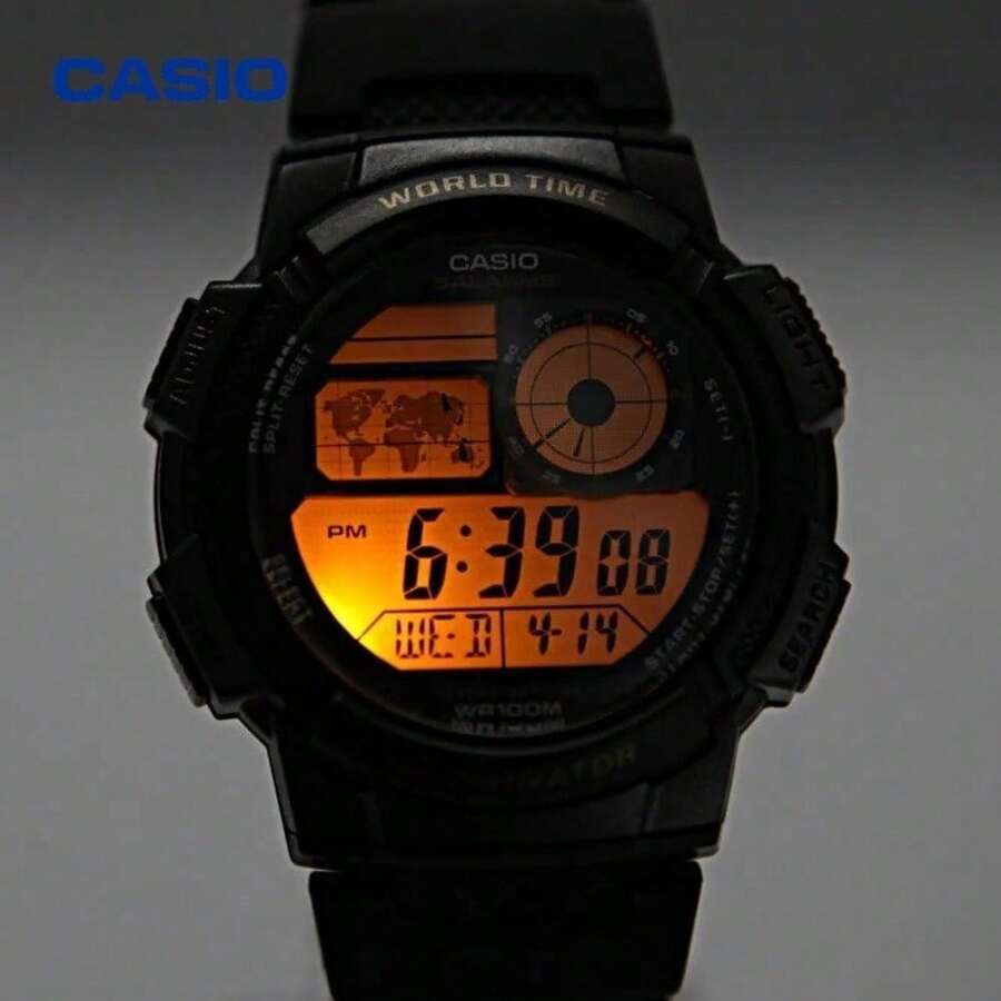 Casio Men's Retro Digital Watch, Black Round Dial, Resin Strap, Quartz Movement, Youth Collection, Perfect For Casual And Street Style AE-1000W-1A