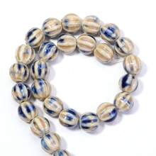 1 chuỗi gồm khoảng 28 hạt gốm hình quả bí ngô sọc tráng men cổ điển, kích thước 11.5mm, dùng để làm trang sức, đồ thủ công, mặt dây chuyền, đồ trang trí. - Hình quả bí ngô tráng men hoa - Xem 17