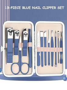 13件套男士修甲套装，个人护理工具，指甲钳套装，专业指甲及足部护理套装（含旅行收纳盒），指甲护理套装，送给丈夫、男友的礼物 - 彩色 - 查看 8