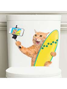 1 buc desene animate plajă skateboard pisoi autocolant decorativ din PVC autocolant detașabil autoadeziv ușor de rupt autocolant decor acasă pentru a-ți însenina viața decor de vacanță autocolante cadou de ziua de naștere de absolvire - Multicolor - Vizualizare 3