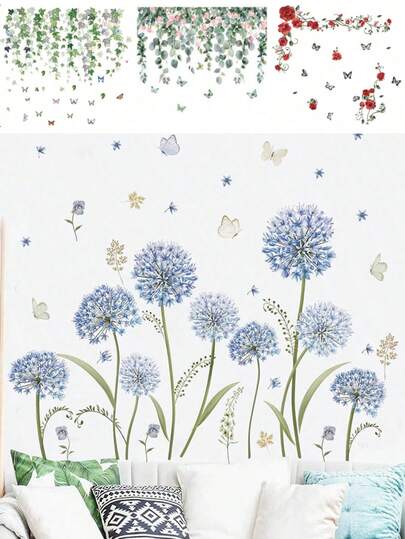 1/2片装 - 壁纸 - [植物墙贴] 男孩房、婴儿房、女孩房装饰，可移除墙贴，个性化礼物，墙面装饰，客厅，女孩卧室，窗贴 - 可爱创意墙面装饰，儿童房装饰，卧室装饰