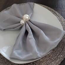 6/12件套珍珠餐巾环套装。金银餐巾环架适合正式或休闲餐桌装饰。 - 彩色 - 查看 5