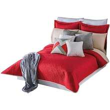 Colchas Concord Juego de edredón matrimonial Color Rojo con 7 Piezas, Edredón matrimonial Rojo 2 Fundas Decorativas para Almohada y Juego de sábanas matrimonial Color Arena(default) - Unitalla - Ver 2