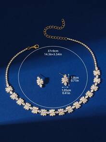 Conjunto de joyas de lujo para mujer, collar con cristal enchapado en oro de 18K + aretes, elegante y de moda, el mejor accesorio para bodas, galas, fiestas y uso diario - Ver 4