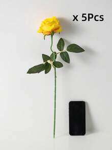 MEHELANY Bó hoa cưới giả hoa hồng vàng (5 bó/4 bông/1 bó), hoa giả nhung sống động như thật, trang trí hoa, hoa hồng nhân tạo, quà tặng cho Ngày Valentine, đám cưới, tiệc tùng, trang trí nhà cửa, sinh nhật, trang trí trong nhà và ngoài trời (Lưu ý: Có thể có mùi nhẹ, vui lòng đặt gần cửa sổ trong 1-2 ngày để thông gió) - Màu vàng - Xem 6