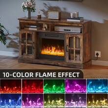 TV Cabinet With Electric Fireplace 50" Adjustable Flames, Overheat Protection & Remote Control - View 4