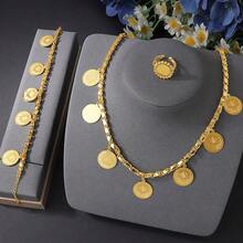 24K Gold Plated Turkish Fashion Jewelry Set, Arabic Bridal Necklace, Bracelet, Earrings, Ring For Middle Eastern Nigerian Women Wedding Party - 4pcs Jewelry Set - View 8