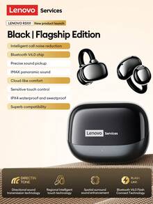 Lenovo 联想 RS101 蓝牙耳机，耳挂式设计，高清麦克风，降噪功能，蓝牙 6.0，低延迟，佩戴舒适，适用于智能手机、电脑、运动等场景。 - 黑色 - 查看 13